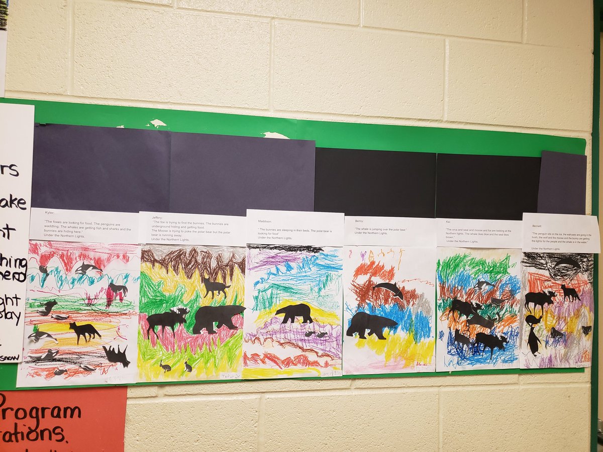 MHarper224's tweet photo. Learning about arctic animals, and exploring with pastels we created the northern lights.  We then collaboratively  wrote a story called Under the Northern Lights. 
@SCDSBey @SCDSB_arts 
@BirchviewDunes https://t.co/zXk0IyzR54