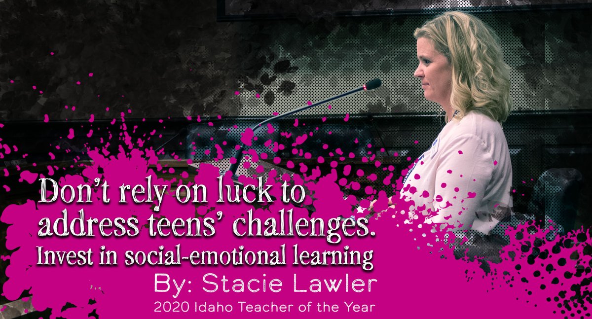 IdDeptOfEd's tweet photo. A MUST-READ FROM #IDAHO #TEACHER OF THE YEAR STACIE LAWLER! Stacie tells the story of how she became a champion for mental health in her opinion piece "Don’t rely on luck to address teens’ challenges. Invest in social-emotional learning"

https://t.co/53ePQ6eFIM

#idedu #idleg https://t.co/S0TRmQEHil