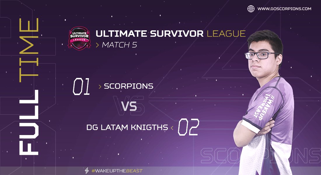 🦂| #Derrota
🗡️| <a href="/USurvivorL/">Ultimate Survivor League</a>
📰| 1 - 2

Caemos el día de hoy ante @LATAMKNIGHTS10 por la quinta fecha de la #OCL, GG WP.

¡Volveremos más fuertes! 🔥🦂💪🏽

#WakeUpTheBeast