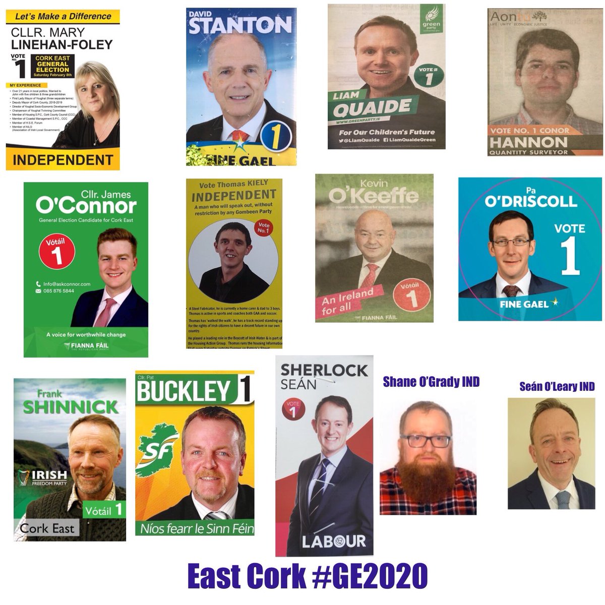 CobhTidy's tweet photo. All candidates images for #GE2020 for #EastCork constituency. #virtualnoticeboard #posterfreezone #useyourvote https://t.co/citwdbslwt