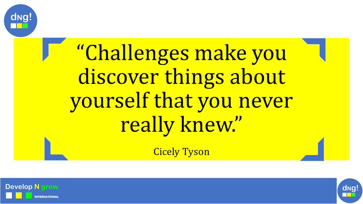 developngrow1's tweet image. Challenges make you discover things about yourself that you never really knew. Cecely Tyson
#developngrow
@developngrow1