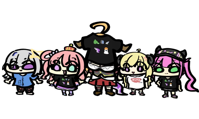 Tシャツを着た4期生の皆さんを描きました
#かなたーと #みかじ絵 #つのまきあーと #TOWART #ルーナート 