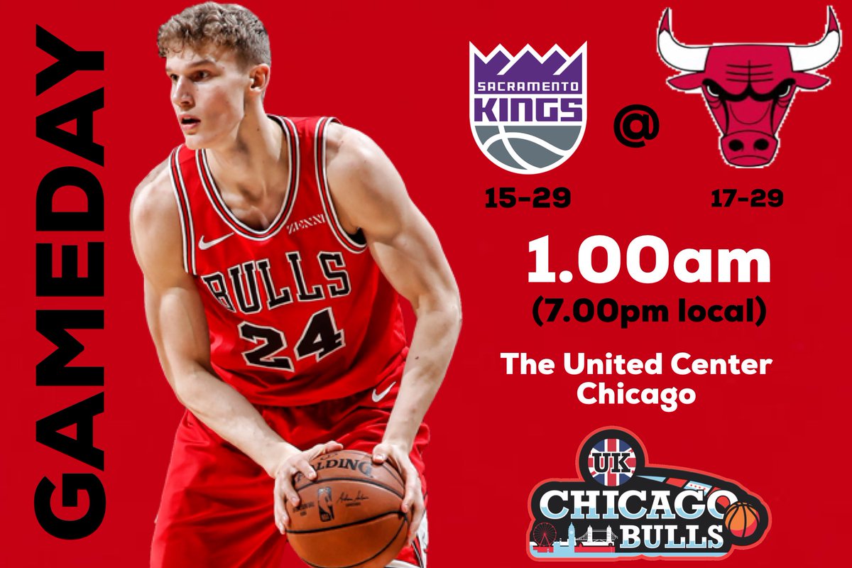UKChicagoBulls's tweet photo. IT’S GAME DAY!

The Bulls host Sacramento in the first night of another back to back.
Like the Wolves game, both teams are massively underachieving this tear and will both be wanting the W!

Can Zach have another big game?
Can Lauri carry on from Wednesday?

#BullsNation
#BullUK https://t.co/4SuYAGFyBh