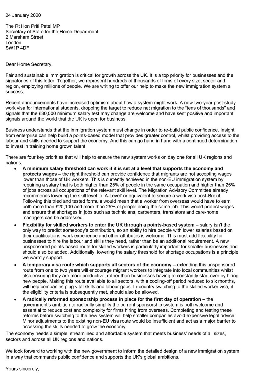 CBItweets's tweet photo. Business needs the new immigration system to work for 🇬🇧. Today @britishchambers, CBI,@fsb_policy, @The_IoD, @MakeUK_ &amp; Trade orgs speak with one voice, we offer to help to make the new system a success. 👇 #openandcontrolled https://t.co/AhKiSo2sfj