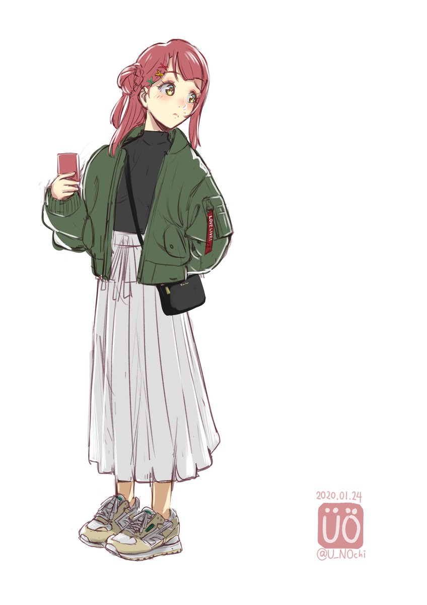 上原歩夢 「ぽ。
フライトジャケット/ALPHA iNDUSTRIES
タートルネックニット」|🛸ｵﾁﾅｼ ｳｼｵ🐮のイラスト