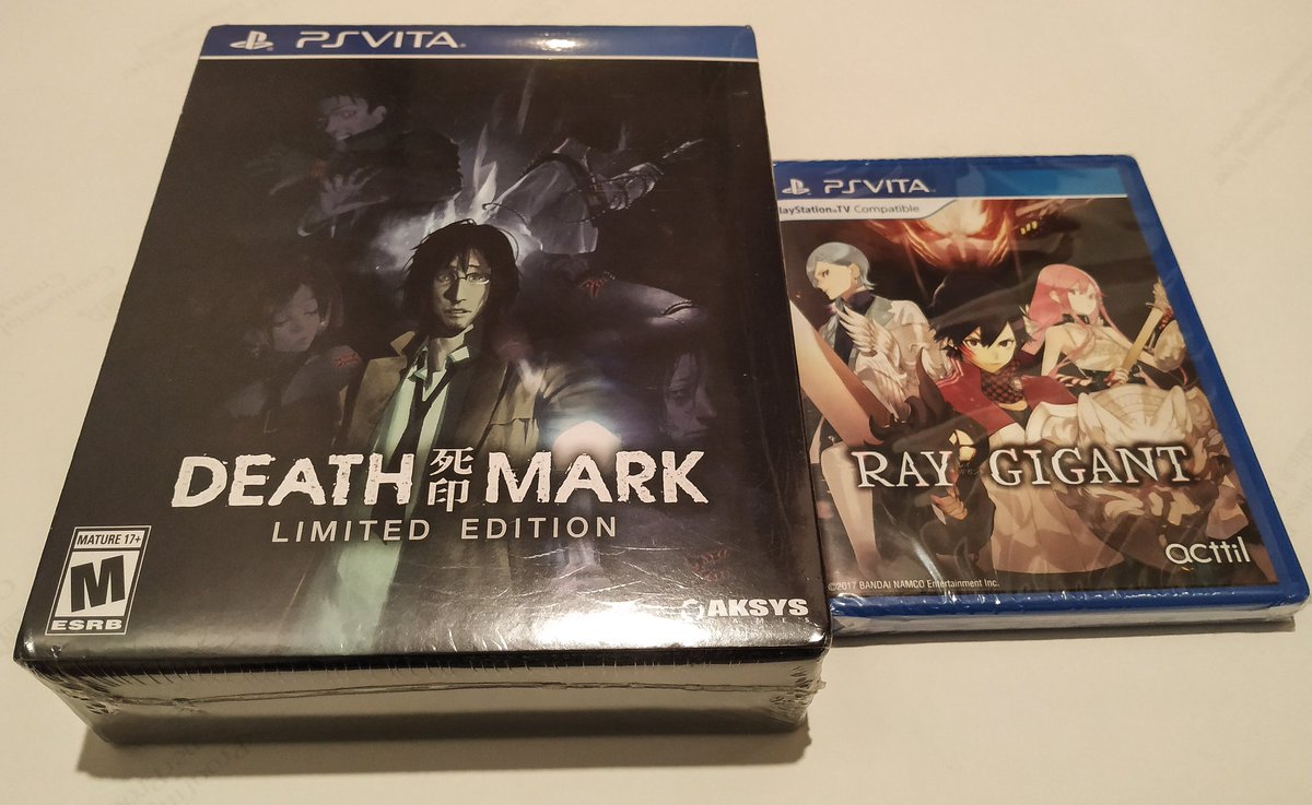 manton_x2's tweet photo. Ok look.. see .. here's the thing.  I just walked into the store to browse.  I have no idea how I ended up buying them.  That's the story I'm sticking with.  #psvita #VitaIsland #DeathMark #RayGigant https://t.co/Uv6pTZQjT2