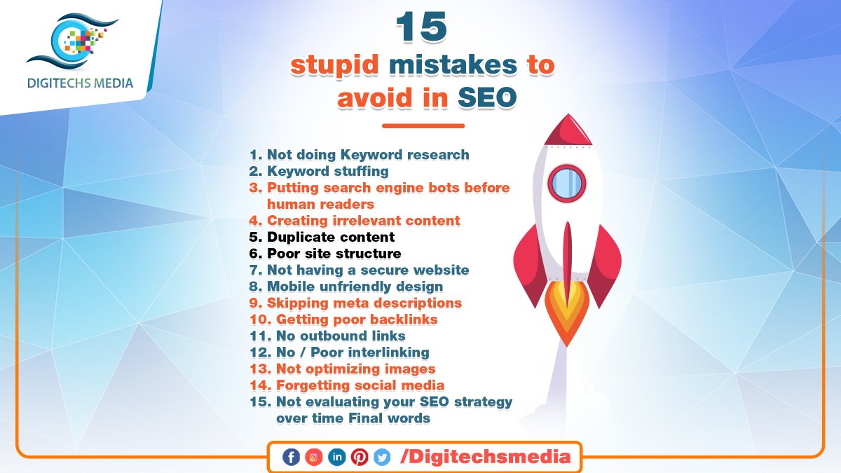 DigitechsMedia's tweet photo. 15 stupid mistakes to avoid in SEO
visit us on https://t.co/h5xQDjv6RA

#ppc #marketing #startup #entrepreneur #growth #advertising  #digitechsmedia #digitalmarketingagency #Digitalmarketing #DigitalMarketingStrategy #seo #seomarketing #seostrategy https://t.co/RUlvbCtYx7