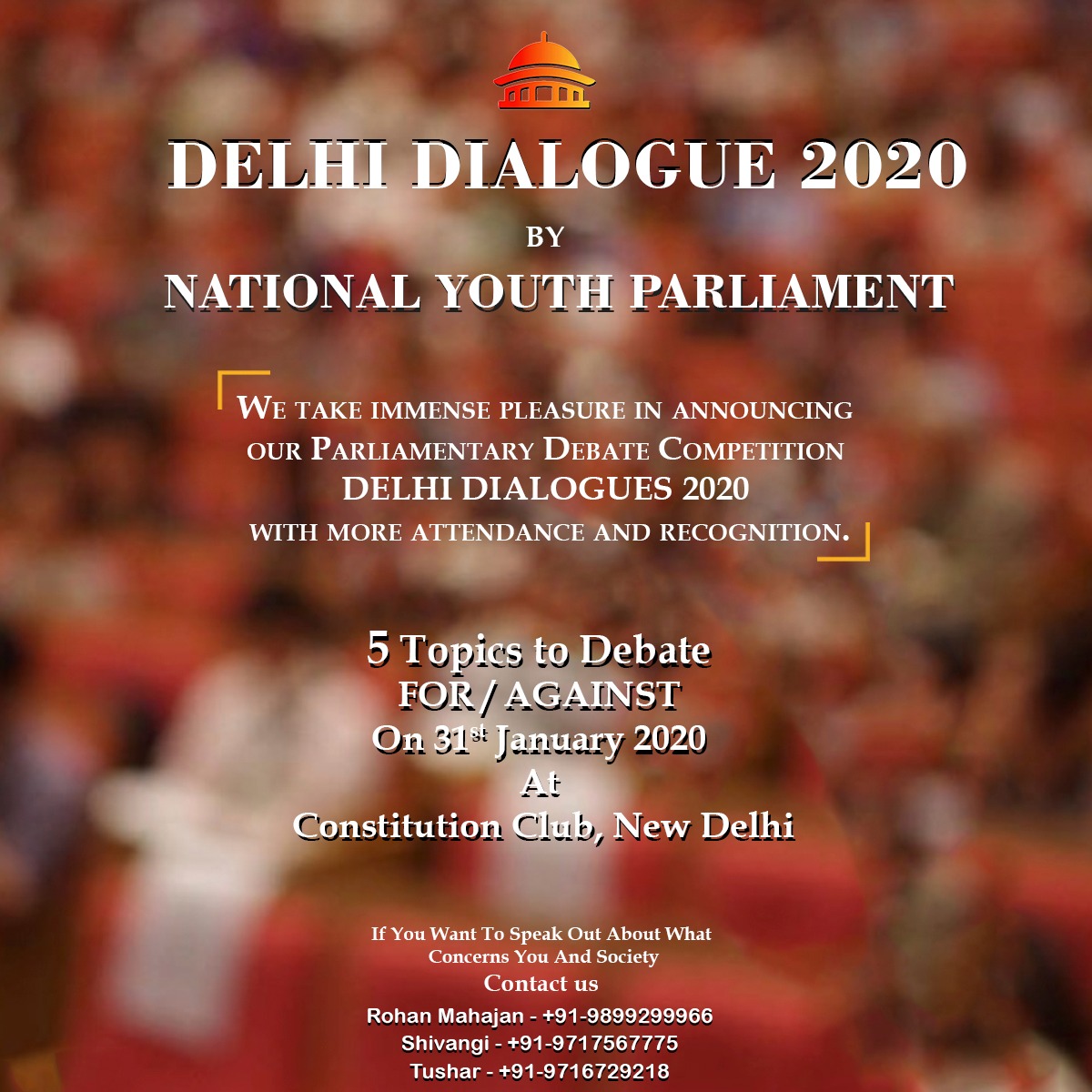 1TimeVoter's tweet photo. #Nationalyouthparliament invites you to the Parliamentary #Debate Competition, #DelhiDialogues2020.
Your firmness for or against the subject can be a boon to uplift the effort for change.  #energisingYOYth #Election2020 #youth https://t.co/zwxxrV5Y2n