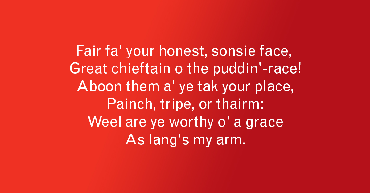 It’s #BurnsNight2020 here in Scotland, and we thought we’d share this snippit from a very famous Robert Burns poem. Do you know which poem it's from? Leave your guesses below.

Happy Burns Night to all! Enjoy your haggis and a wee dram.