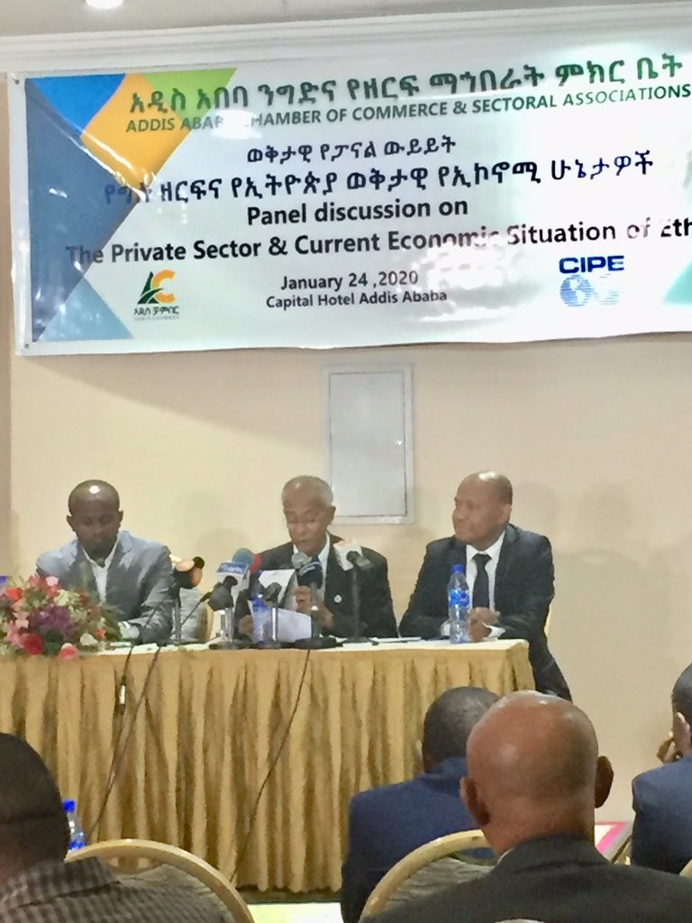 AACCSA's tweet photo. Solving economic problems is crucial for peace and stability in #Ethiopia according to Seife the presenter at the panel discussion on the private sector &amp; current economic situation on Ethiopia #AACCSA @CIPEAfrica https://t.co/69vPjyZJ1e
