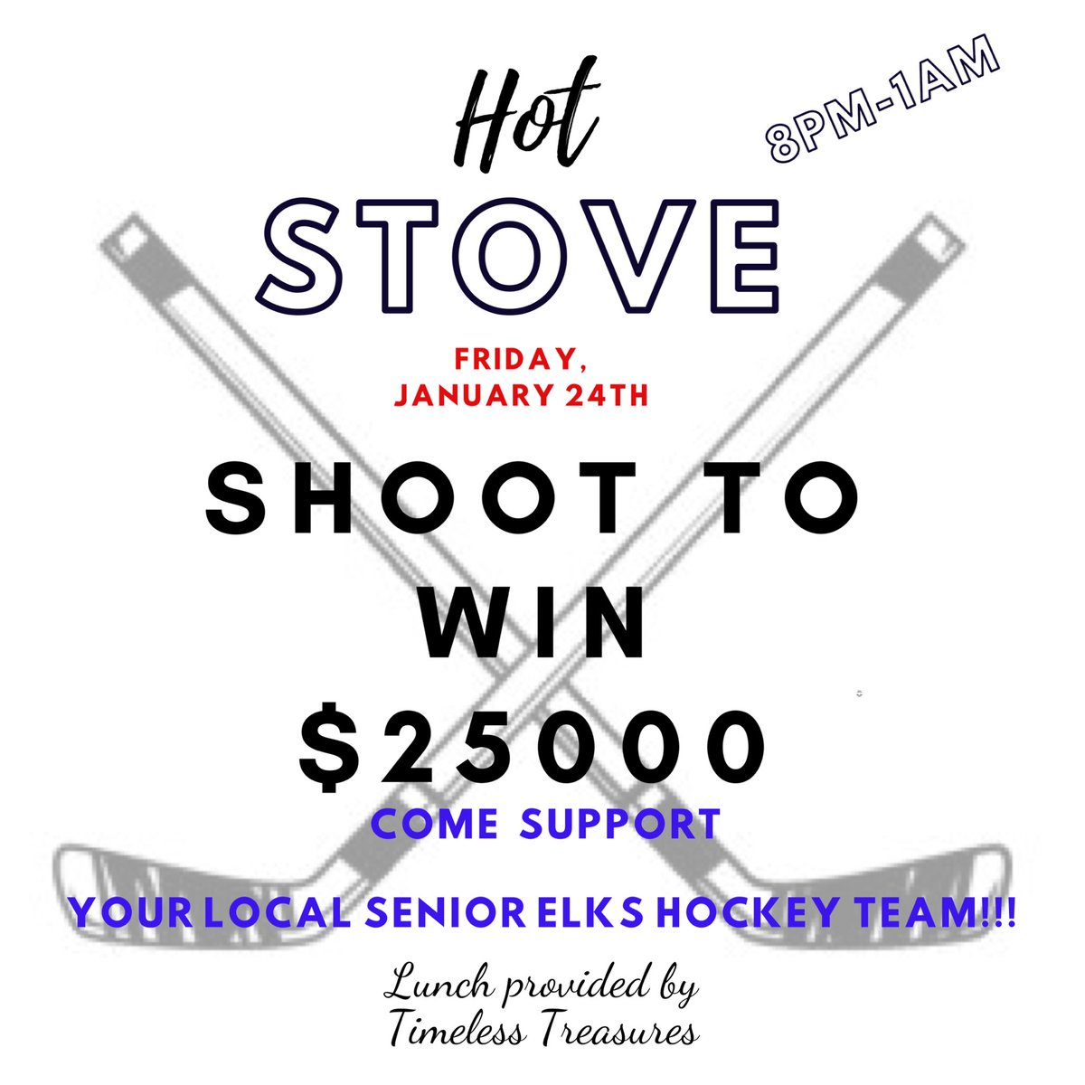 Elksthhlhockey's tweet photo. What else do you have to do on a Friday night?    Good odds at a shot to win $25k https://t.co/cxLrpo9Iza