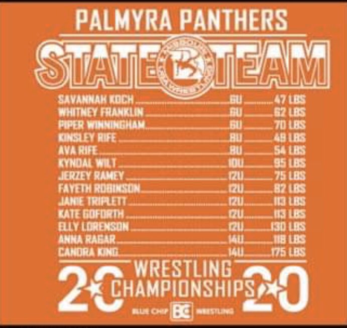 rife_dustin's tweet photo. Let’s go win some State Titles Sunday! Little town of Palmyra, with the largest youth girls team in the state. #hairUPsquareUP #girlswrestle https://t.co/sfcrvMXJ1Q