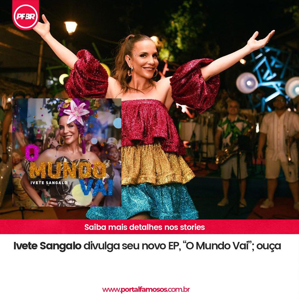 A rainha do Carnaval chegou! <a href="/IveteSangalo/">Ivete Sangalo</a> acaba de divulgar seu no EP, "O Mundo Vai", e promete agitar todos os bloquinhos e festas pelo Brasil afora.

Ouça: bit.ly/3aD8GGa

#IveteSangalo #OMundoVai