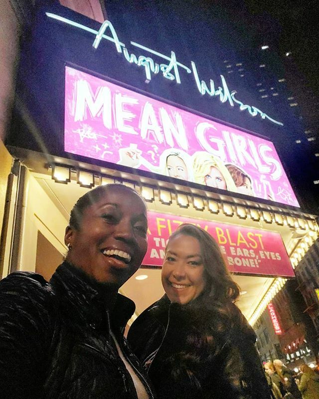 adriennethe10's tweet photo. #YouCantSitWithUs! Shout-out to the bestie @leeleebz for treating me to @meangirlsbway and giving me an excuse to wear pink! 🙂  The show was #SoFetch and the cast has mad #squills.
💗
💗
#MeanGirls #MeanGirlsBroadway #BdayGift #AdrienneThe10 https://t.co/v2UzG5Jpqv https://t.co/yDE7sswLrN