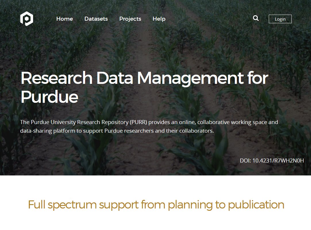 The Purdue University Research Repository (PURR) provides an online, collaborative working space and data-sharing platform to support Purdue researchers and their collaborators. @PurdueLibraries @PurdueIDSI