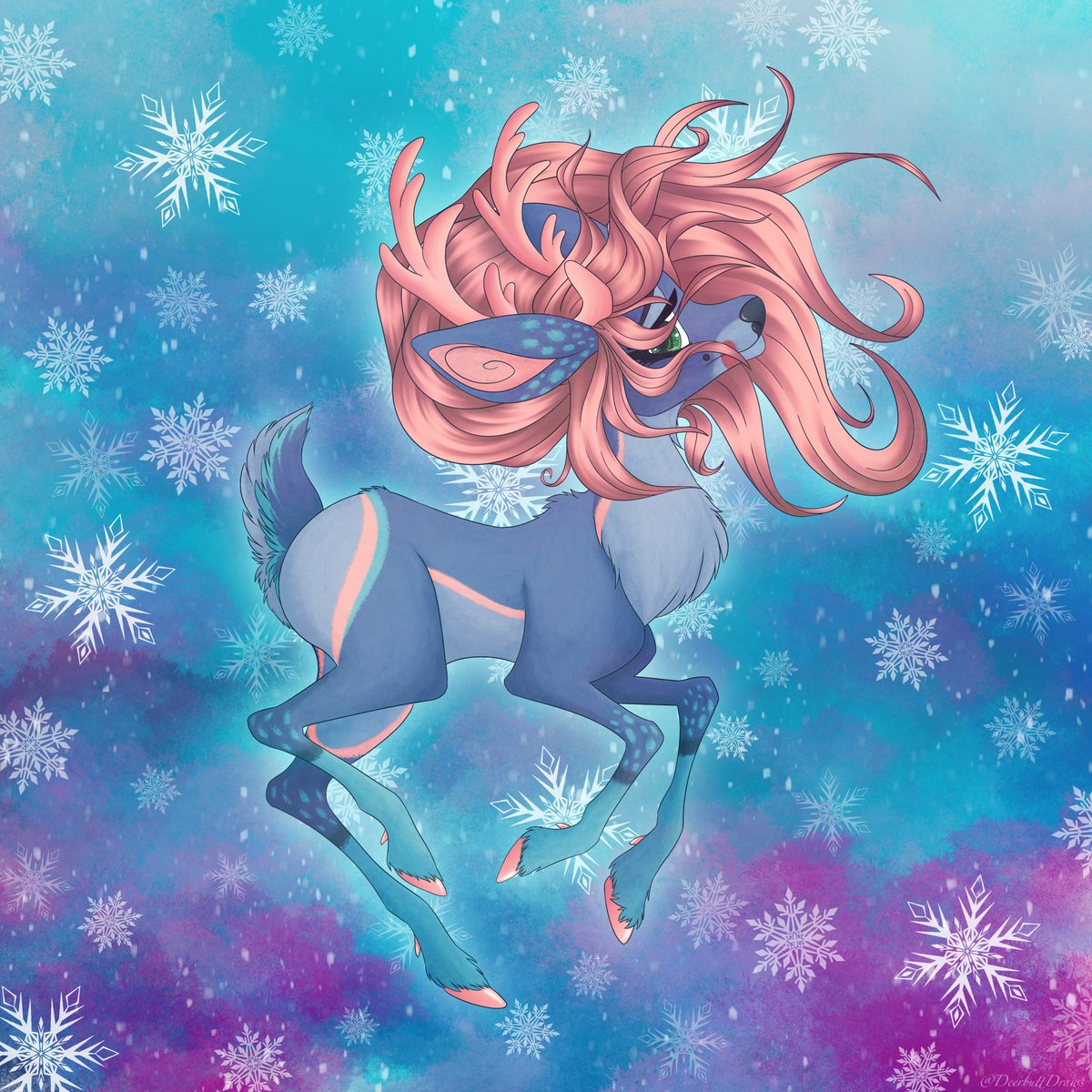 DoodleDeerz's tweet photo. Art I did for a deer friend. 💙💜 https://t.co/0oDFRQbDO8