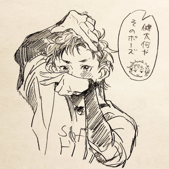 野球垢で描いたこのポーズでプーちゃんを描きたい 
