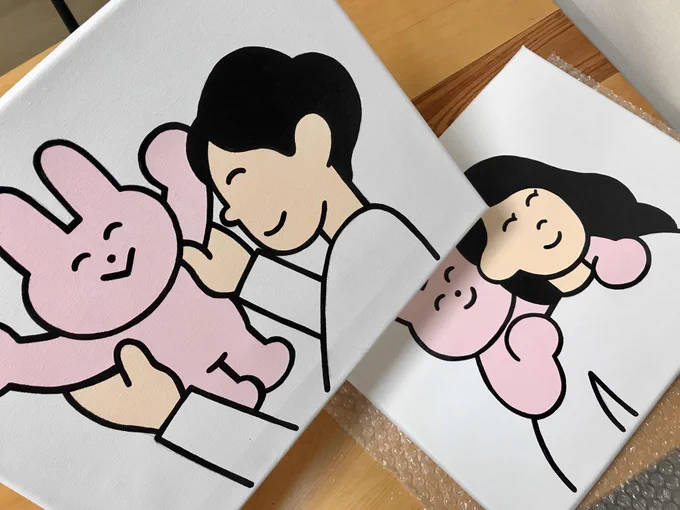 アクリル絵の具と線で!いいかんじ 