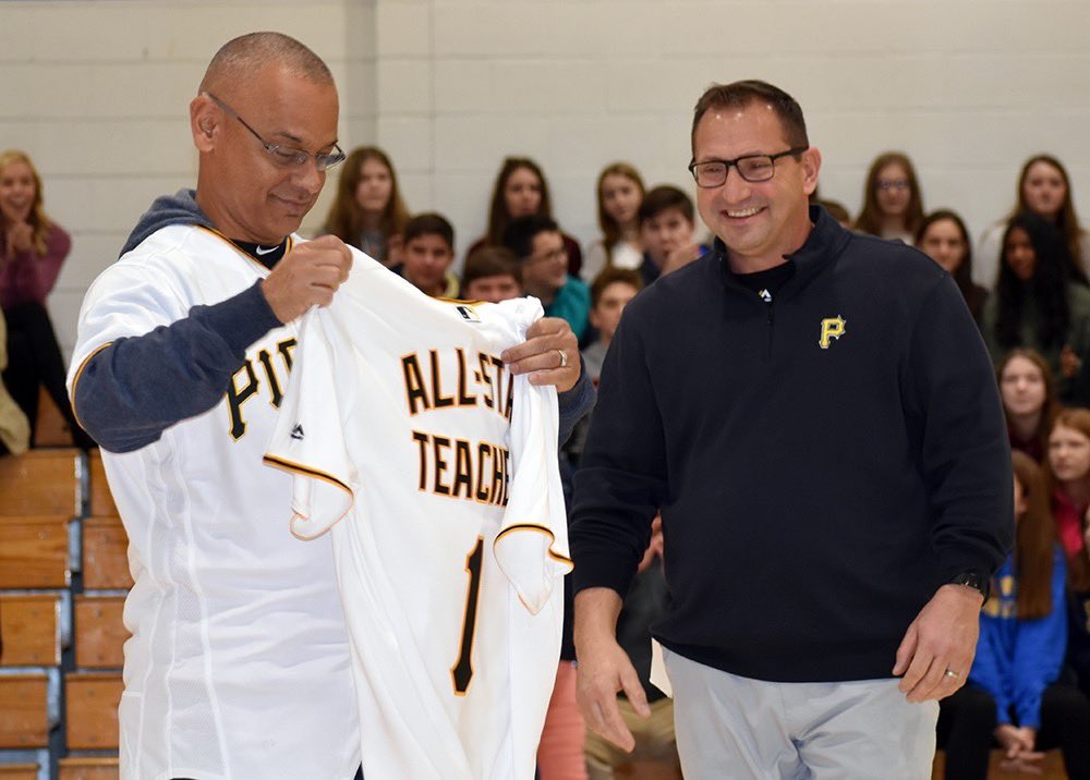 MarsAreaSD's tweet photo. 👏🎉Congratulations to Joe Joswiak, Mars Area Middle School health &amp; physical education teacher. He was named an “All Star Teacher” today by the Pittsburgh Pirates and Pirates Charities. #greatthingstodo #marsarea #pirates https://t.co/m5Blv79bzC