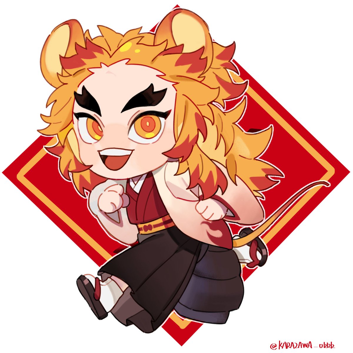 1boy male focus animal ears forked eyebrows japanese clothes solo chibi  illustration images