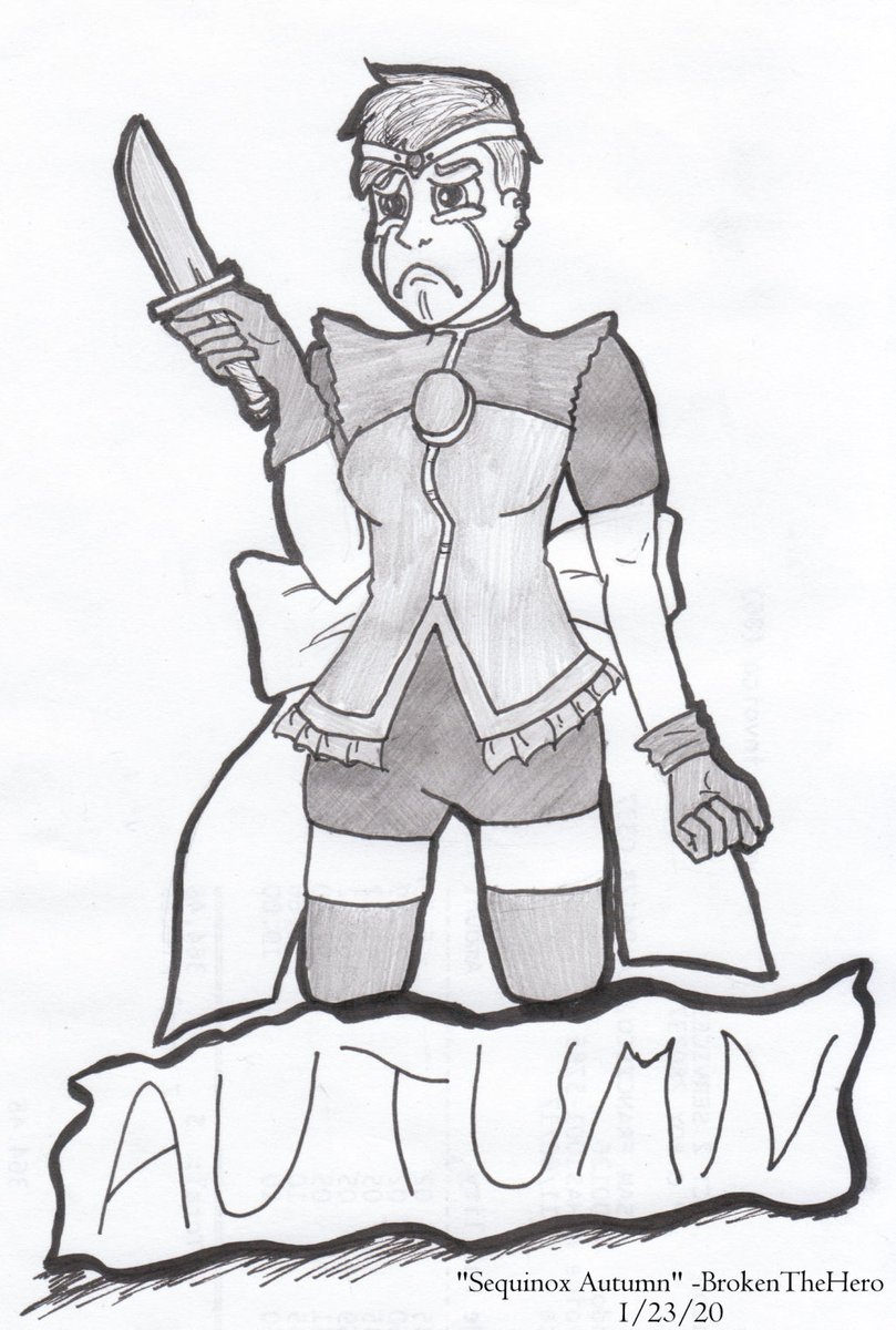 JimSleeveless's tweet photo. Sid from #Sequinox is maybe my favorite magical girl. Here she is, brandishing one of her signature knives while having a really rough go. Props to @CassidyStone1 for crafting this wonderful gremlin. [Doodle based on the base that i got from https://t.co/ueUOoiHj27] https://t.co/kzP2DiTBjf