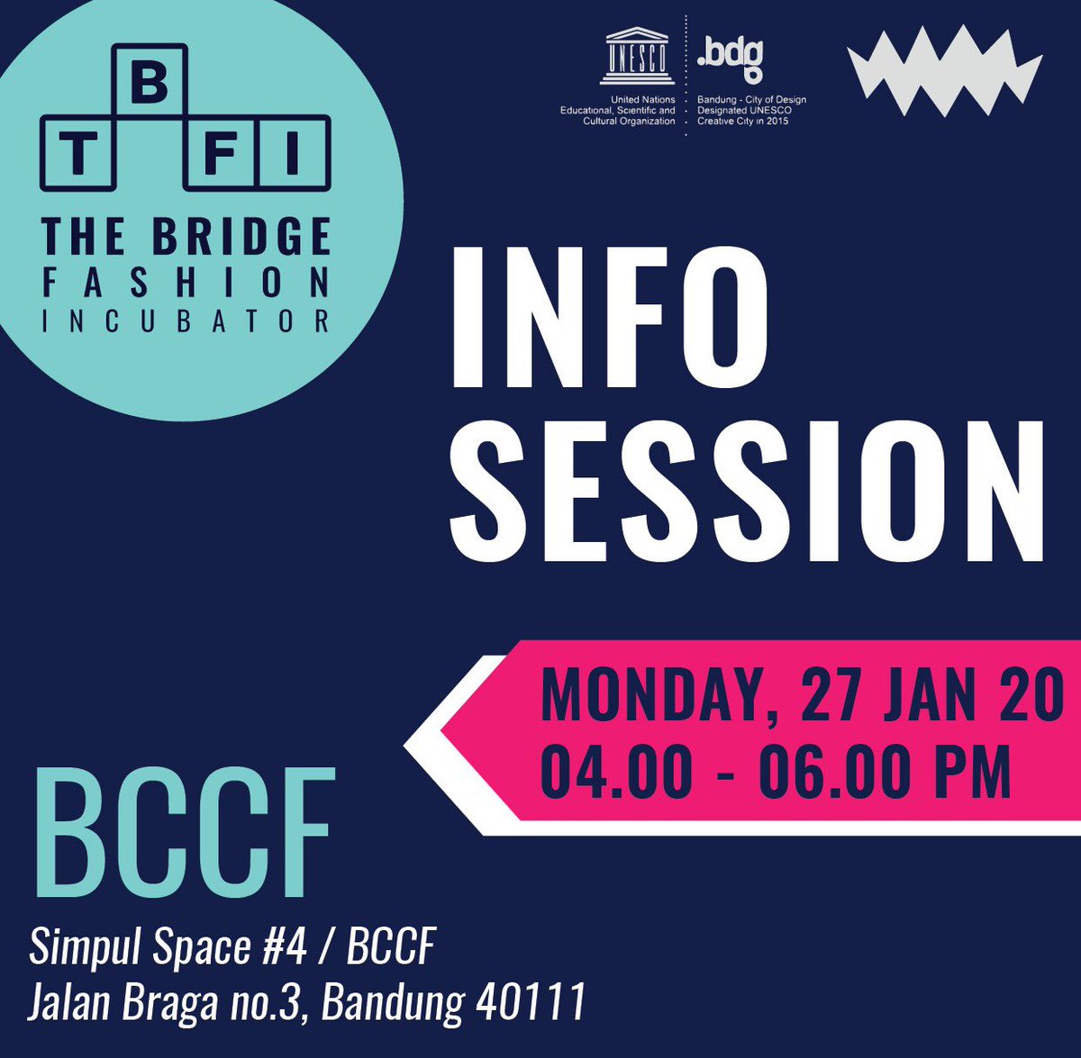 LarasaTita's tweet photo. Yg di Bdg! Yuk simak ttg The Bridge Fashion Incubator (TBFI) dan caranya ikutan inkubasi bisnis fashion - teknologi - sustainability di Singapura! 
Senin 27 Jan pk.4-6 di Jl. Braga 3. Free! All are welcome!

https://t.co/NUhRH1pPFW https://t.co/SacLck6WSQ