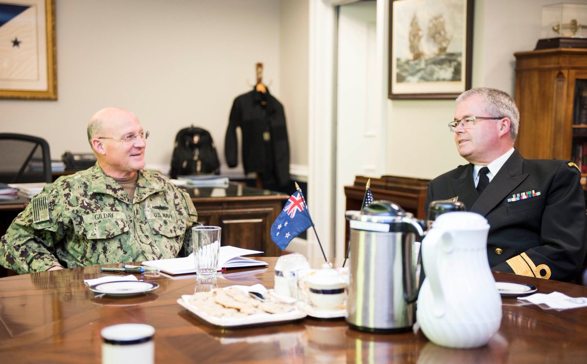 YoursAye_NZ's tweet photo. Today I had the pleasure of meeting with @USNavy @SECNAV Thomas Modly and @USNavyCNO Admiral Mike Gilday, to discuss the excellent relationship our two navies have. Together we work to preserve the international rules based order to ensure freedom and enable prosperity for all. https://t.co/3457vrgj5G
