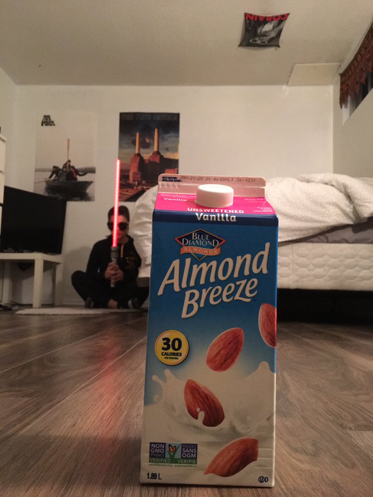 shitheadkat's tweet photo. heard almond milk is killing the bees https://t.co/vVnLC54hIg