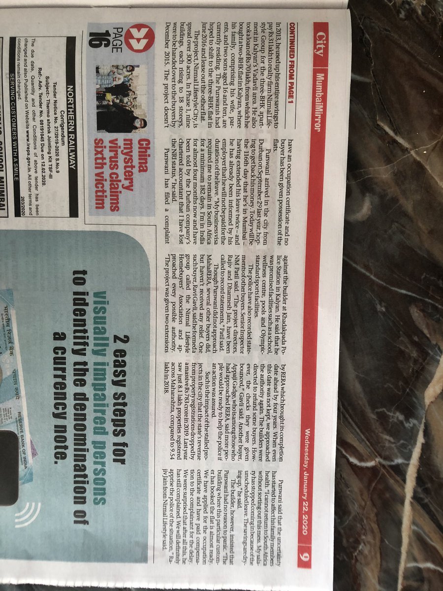 ashishlpurswani's tweet photo. Totally hijacked by builders @MahaRERA is not taking any action.. no penalty against number of defaults/delay done by #Nirmallifestyle #Dharmeshjain. but the authority seems to be in a deaf n blind mode. in place of taking action thy r like threatning home buyers.
@PMOIndia https://t.co/tABg9DQGXU