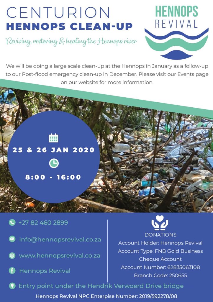 HennopsH's tweet photo. 🐬💚🙏🏻 Please lend a helping hand to help Mother Nature! @RiverLover13 @CityTshwane @Gert0027 #tshwane #healthehennops https://t.co/KZJSUxL6Ww