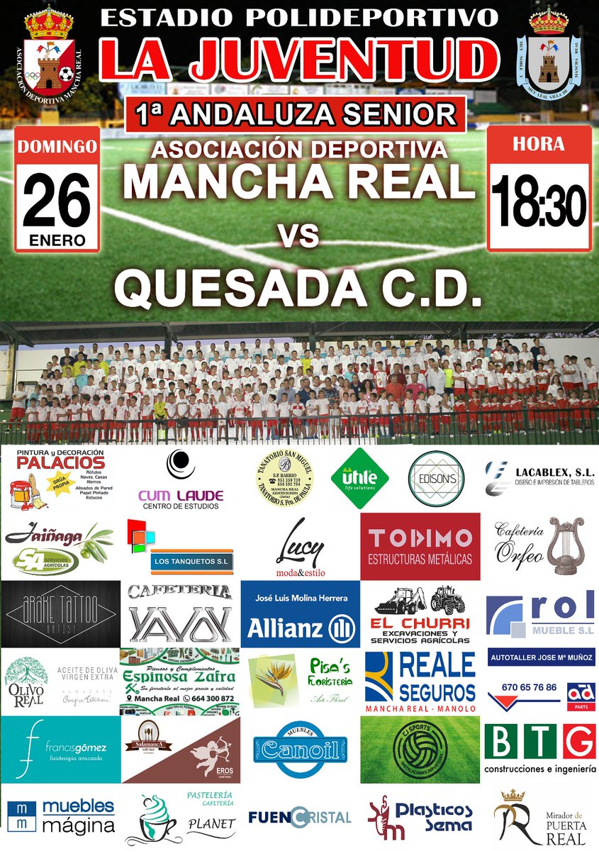 PARTIDO EN CASA  ⚽️⚽️

⚽️ Jornada 20
🆚️ <a href="/QUESADACD/">QUESADA CD.</a>
📆 26 de Enero.
⌚18:30 H. 
🏟 Campo La Juventud