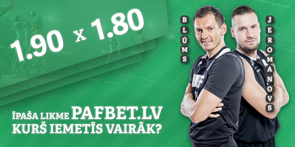 pafbet's tweet image. 🏀 Pierdzējis buks pret vēl pieredzējušāku! Jeromanovs pret Blūmu - kurš iemetīs vairāk? Īpaša likme tikai Pafbet.lv 
pafbet.lv/betting/fixed_…

#pafleague #basketbols