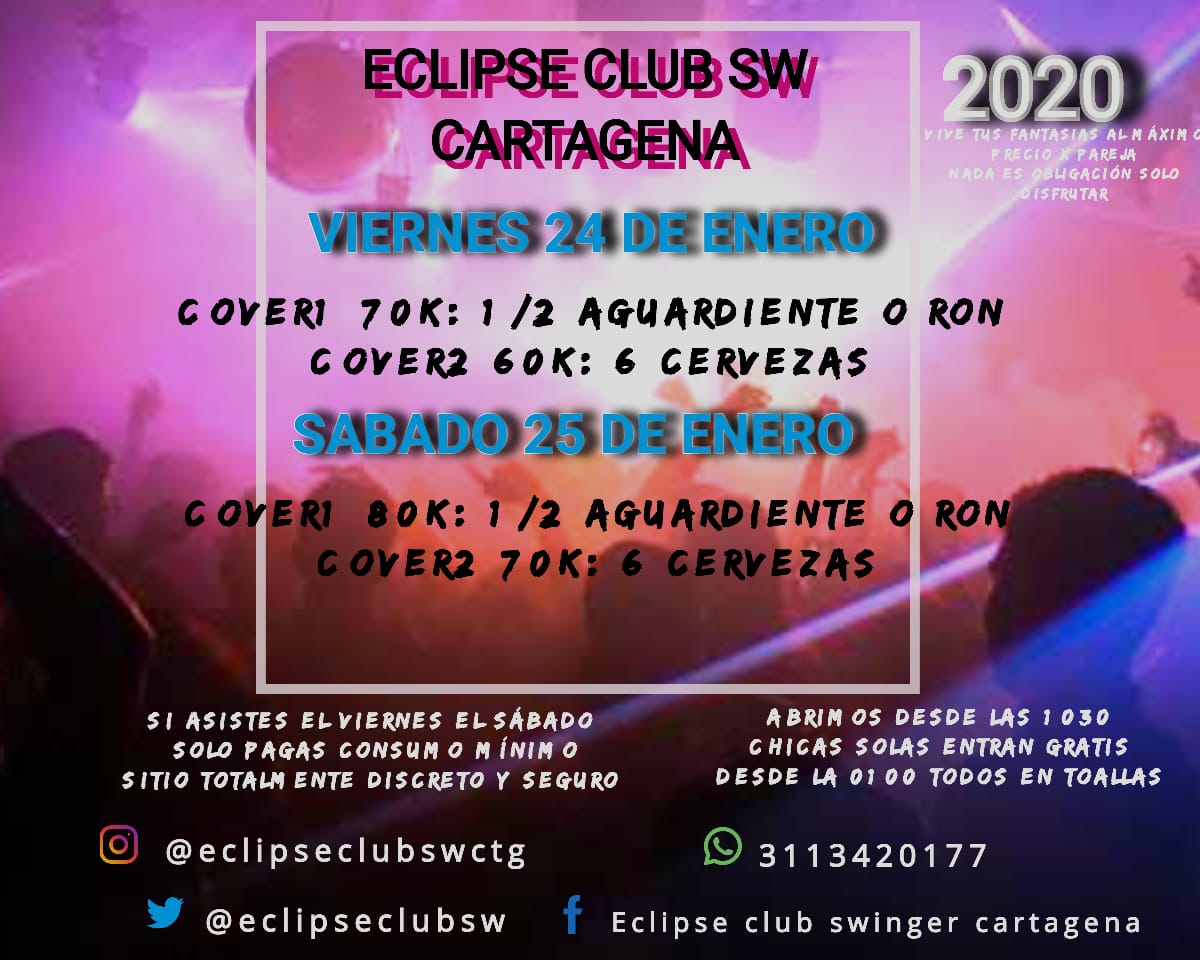 EclipseclubSw's tweet photo. Este fin de semana te esperamos para tener noches llenas de pasión y fantasias cumplidas , anímate a pasarla bien ,con parejas de mente abierta dispuestas a vivir el ambiente swinger al máximo,en el único club de la ciudad #swingercartagena #swingerencartagena #eclipseclubswinger https://t.co/T7vuj067r4