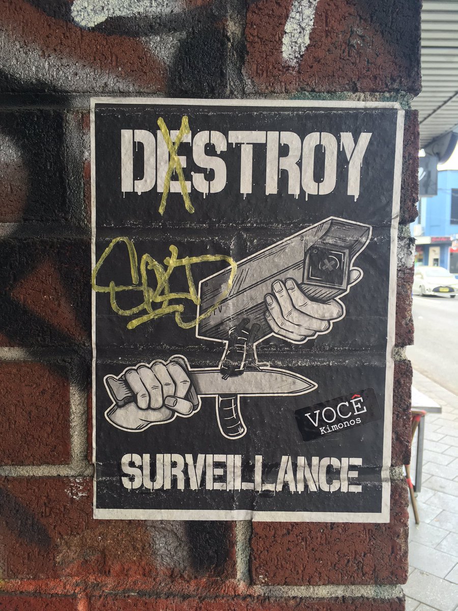 poster with the words “destroy surveillance”