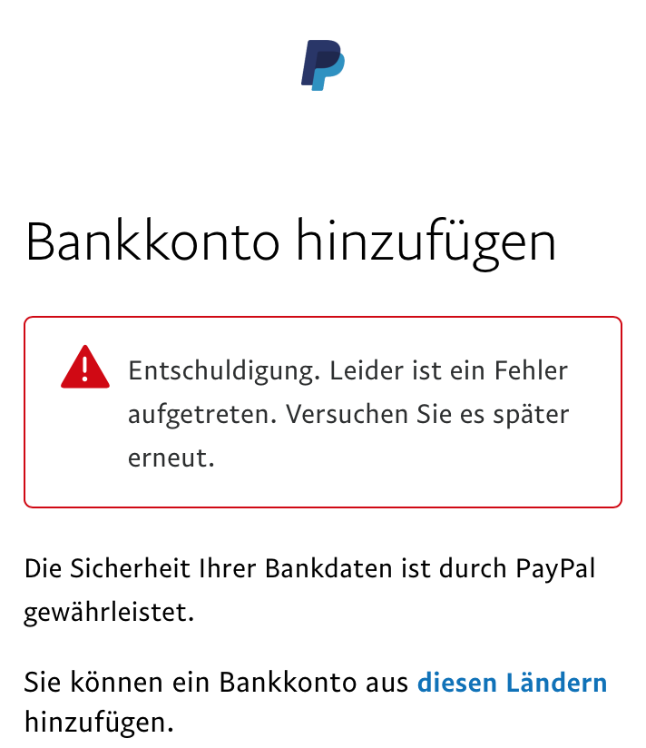 sasusu's tweet photo. @paypal I would like to add my bank account, but there seems to be an issue. Do you know about it? Please let me know when it's fixed. #paypal #defect #addingBankAccount https://t.co/lit2esnRdN