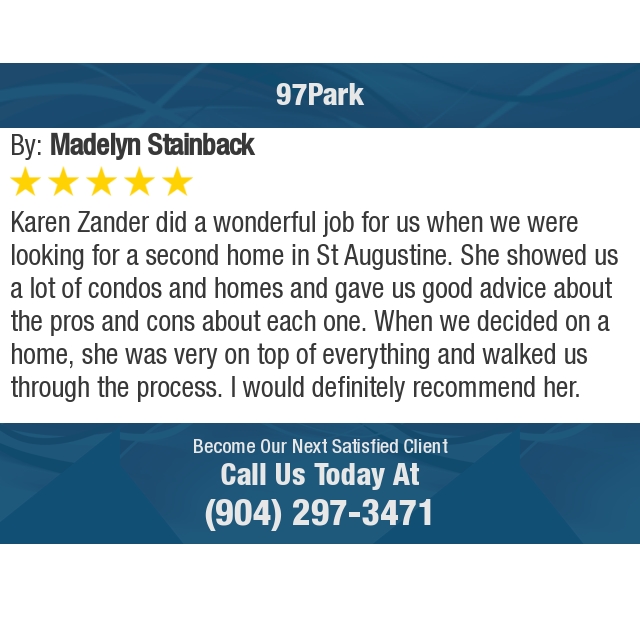 karenzander's tweet photo. 5 Star: Madelyn S. "Karen Zander did a wonderful job for us when we were looking for a second home in St Augustine. She showed us a..." https://t.co/0HDtbbfIL2