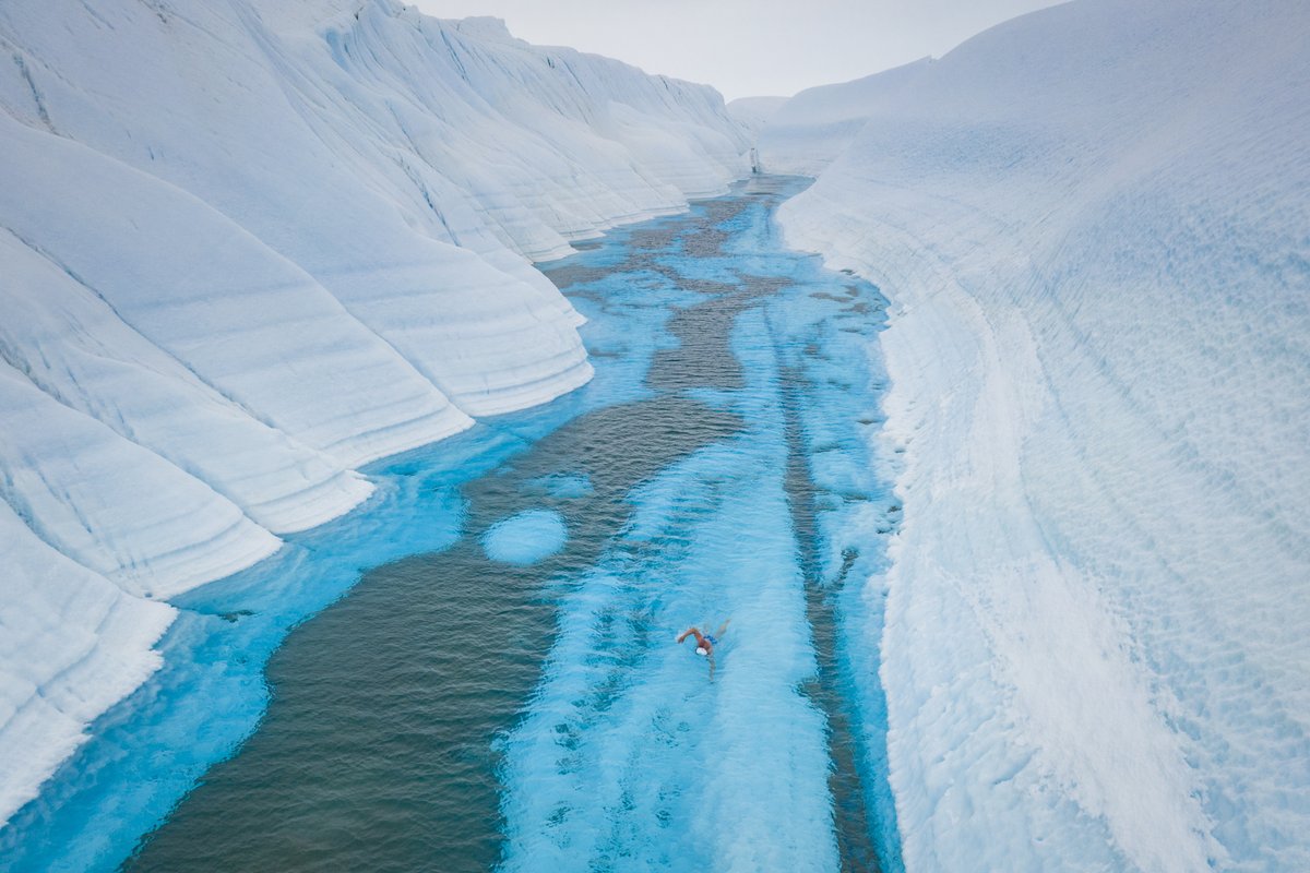 A view of my final training swim before I attempt the main swim. This spectacular beauty defies a darker reality - this river is the result of the melting ice-sheet in East Antarctica. It’s time for urgent action on the climate crisis. #Antarctica2020