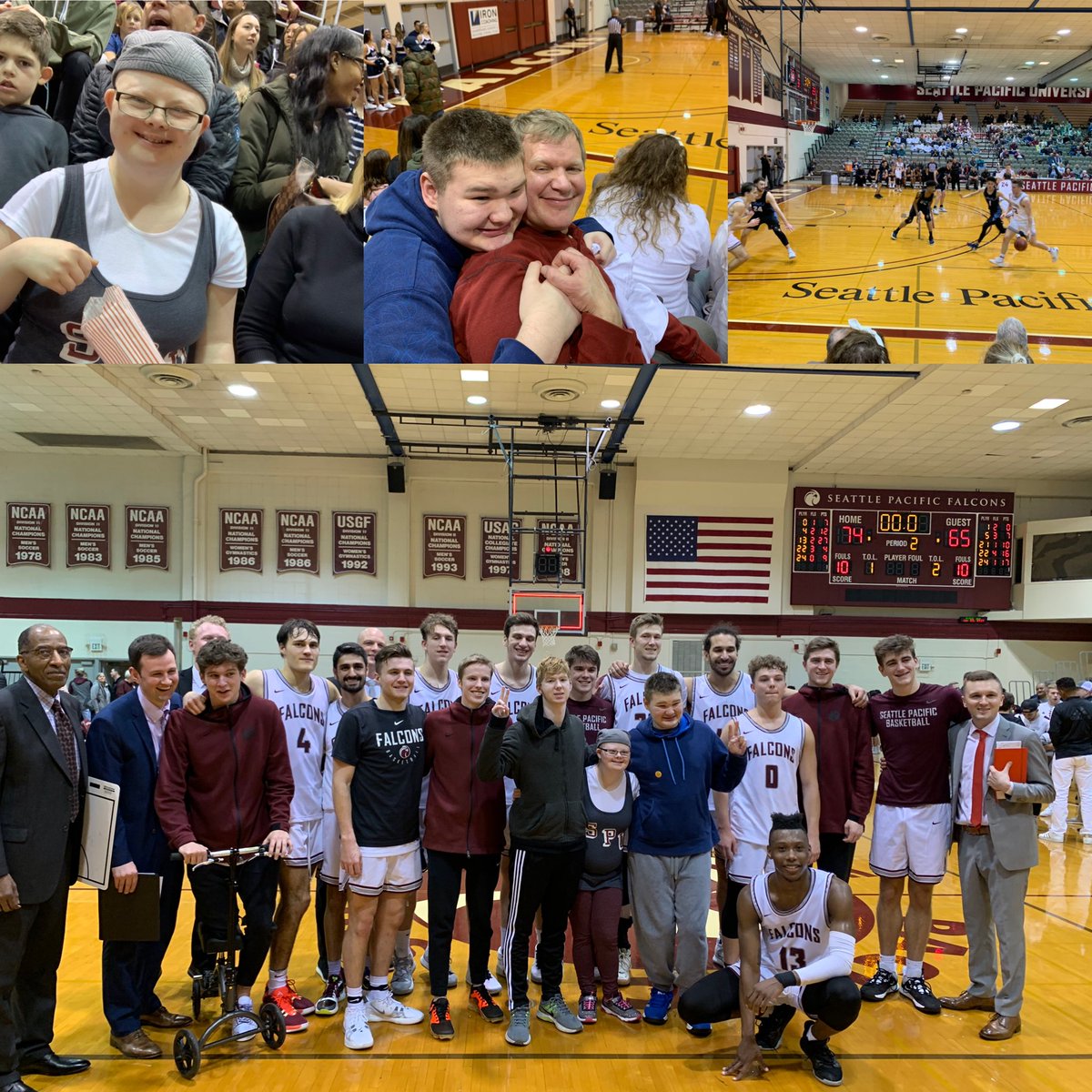 What a exciting night of basketball watching ⁦<a href="/SPU_Basketball/">SPU Men's Basketball</a>⁩ beat WWU! Thank you ⁦<a href="/SPUsports/">Seattle Pacific Athletics</a>⁩ for having us! #unifiedsports #PlayUnified