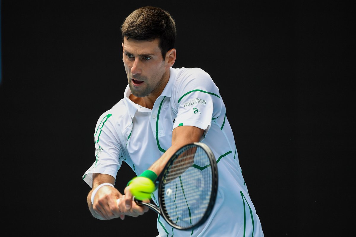 atptour's tweet photo. Clinical.

🇷🇸 @DjokerNole drops just eight points on serve on his way to the 4R, defeating Nishioka 6-3 6-2 6-2 #AusOpen https://t.co/b8SeAsZKz9