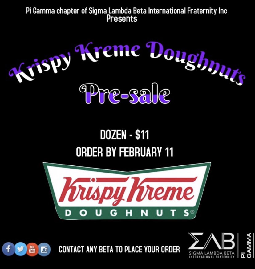 Got a sweet tooth? Help support the Betas Krispy Kreme fundraiser - $11a dozen &amp; we will deliver or you can pick it up at our tabling event at the pub,February 14th! Contact any Beta to place order 😎🍩