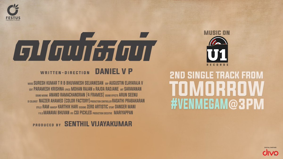 newcinemaexpres's tweet photo. #Venmegam 2nd Single Track from #Vanigan is releasing tomorrow at 3PM!
@ananthnag24 @nakshathra___ @gvprakash @music_sureshtr @bhuvanesh_06 @danivpdm @festusprodoffl @divomovies @Pro_Bhuvan @U1Records https://t.co/0rXuIptsSa