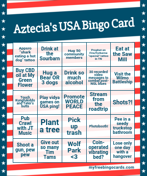 Aztecia316's tweet photo. I don't need much. I reckon I can fill this card, no worries. #goals #ngl2020 #USABingo https://t.co/QxwmqyaDjm