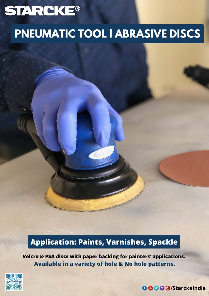 StarckeIndia's tweet photo. #Velcro and #PSA Discs offer a fast cut for #grinding, deburring, blending, #sanding, cleaning up, and finishing metal parts and surfaces.
▪️Click: https://t.co/nHYIYhb39k
#Abrasivediscs #sanders #starckeabrasives #sandingdiscs #sandingabrasives #sandingtools #gridingtools https://t.co/P53mL7wQMg