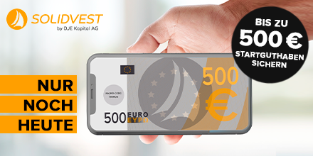 franke_media's tweet photo. #LetzeChance: Neukunden beim #RoboAdvisor @Solidvest_DJE können sich nur noch heute bis zu 500€ #Prämie sichern - je nach Einlagenhöhe. Mehr zur Bonus-Staffel und zum Angebot lesen Sie in unserem #Test. https://t.co/cUPIpqUFTZ #Finanzen https://t.co/eGoCNEeoWO