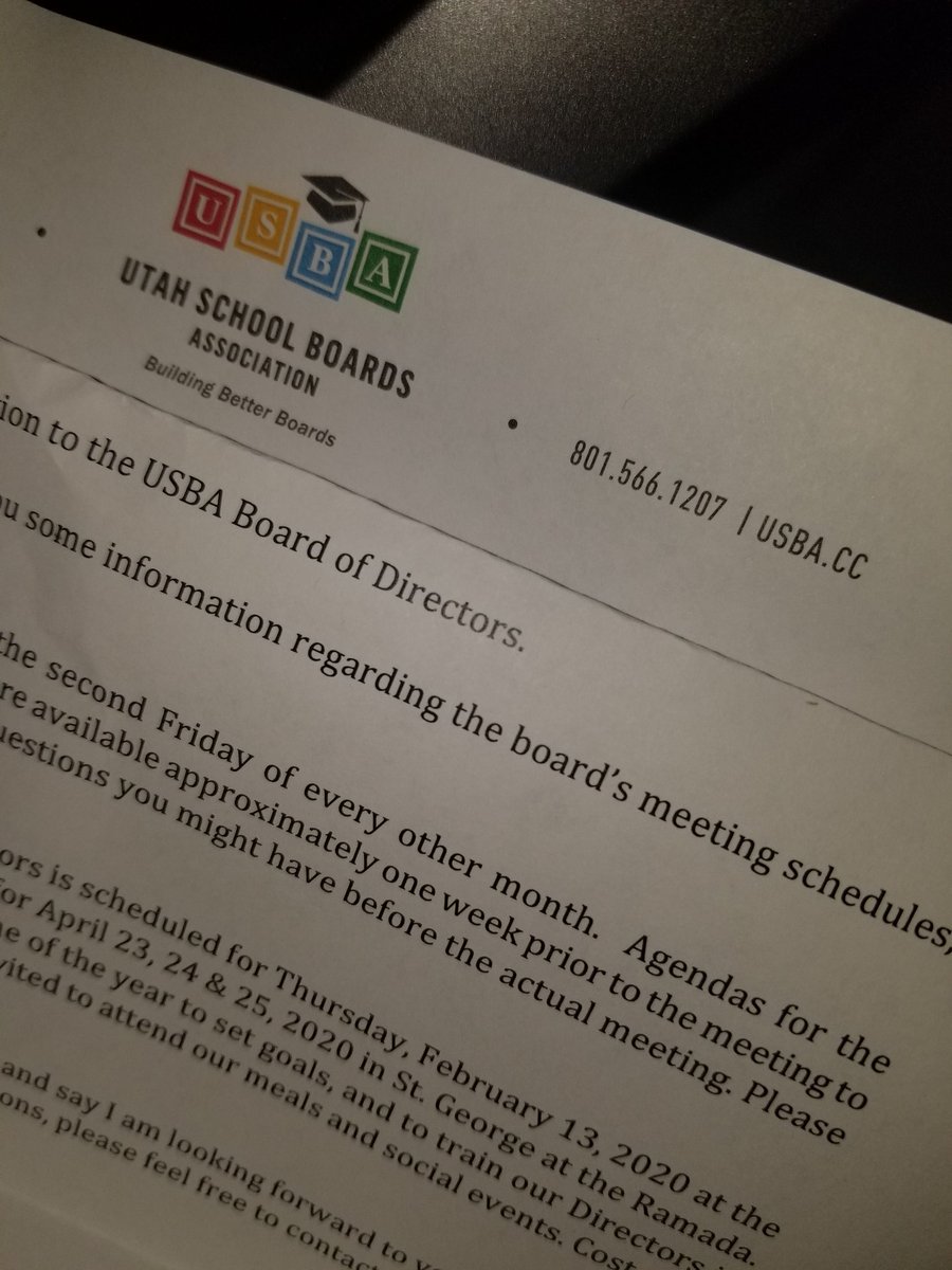 Anxious to learn, grow, and collaborate with other school board leaders throughout Utah. #USBA #boardofdirectors #BuildingBetterBoards #elevateEdUcation #Serve #TCSD #MCSD #PCSD