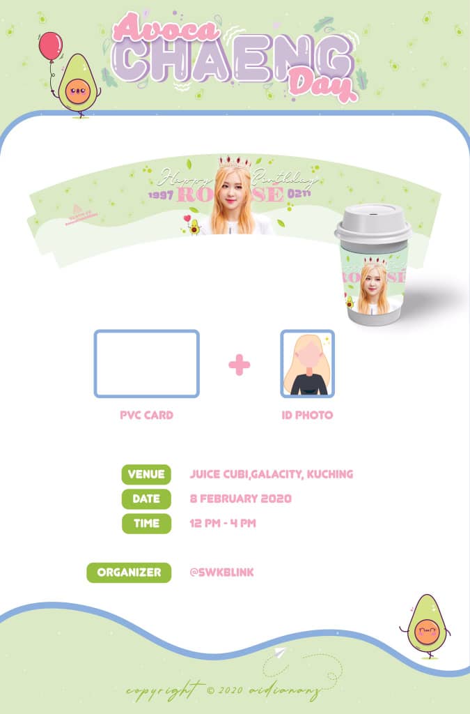 🌹 안녕하세요 KCH BLINKS / ROSÉNATORS ! 🌹

Everyone are invited to come to our #AvocaCHAÉNGDay🥑 

Details as follows :

🗓 08.02.2020
📍 juice cubi Galacity, Kuching
⏰ : 12pm to 3pm