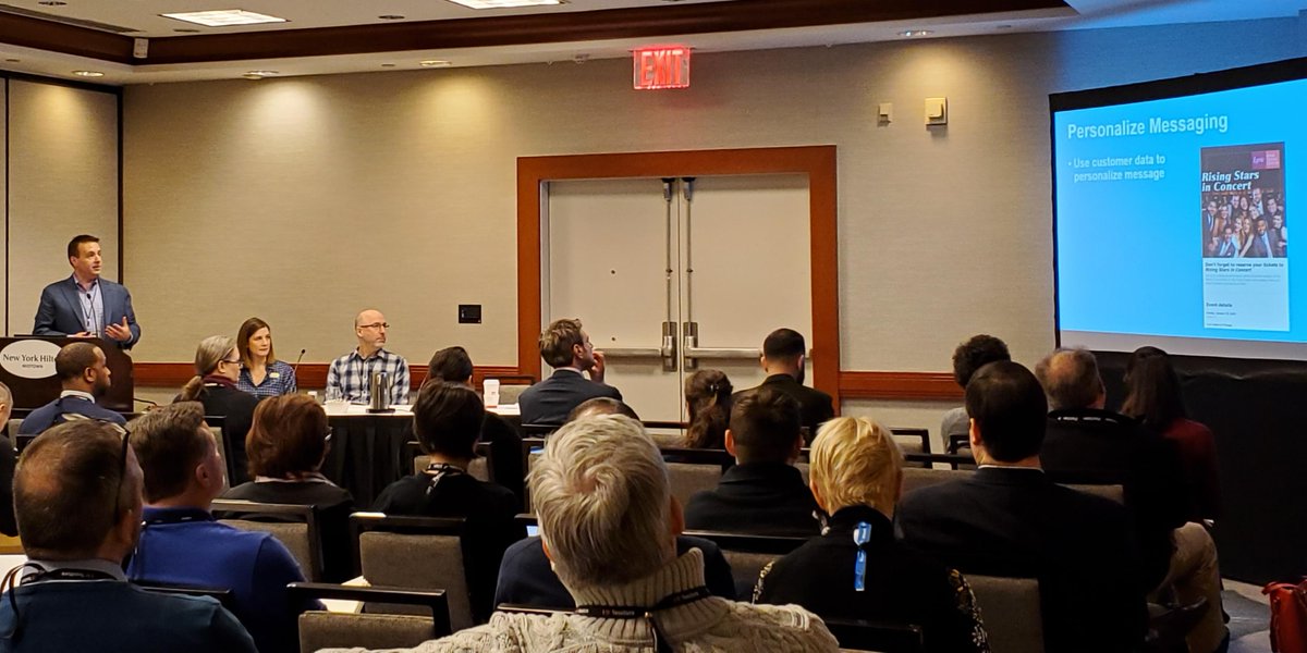 tessnetwork's tweet photo. “Data is the key to all of this.” Listening to Michael Musick, E-Commerce Manager of #tessnet member @LyricOpera speak in the #INTIX2020 Marketing Automation session on how Tessitura &amp; @HelloProspect2 work together to create frictionless experiences for staff &amp; patrons alike. https://t.co/hfYoggxV7Z