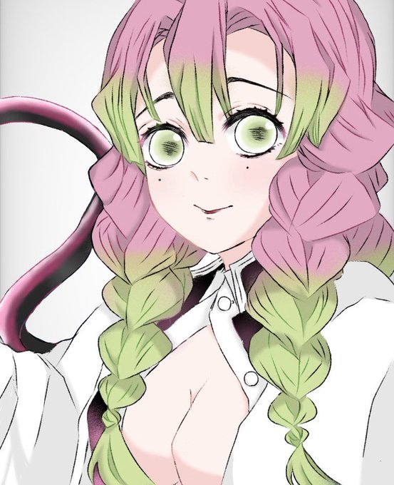 彩音さんがTwitterに投稿した甘露寺蜜璃(鬼滅の刃)のイラスト。