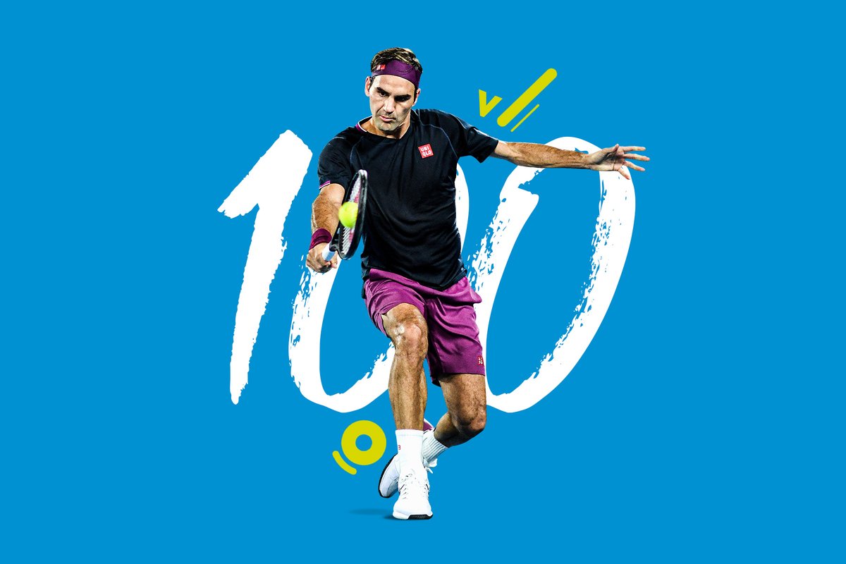 AustralianOpen's tweet photo. 💯not out 👊

Congratulations @RogerFederer on recording your 1️⃣0️⃣0️⃣th #AusOpen match-win.

#AO2020 https://t.co/aq6wDQazzB