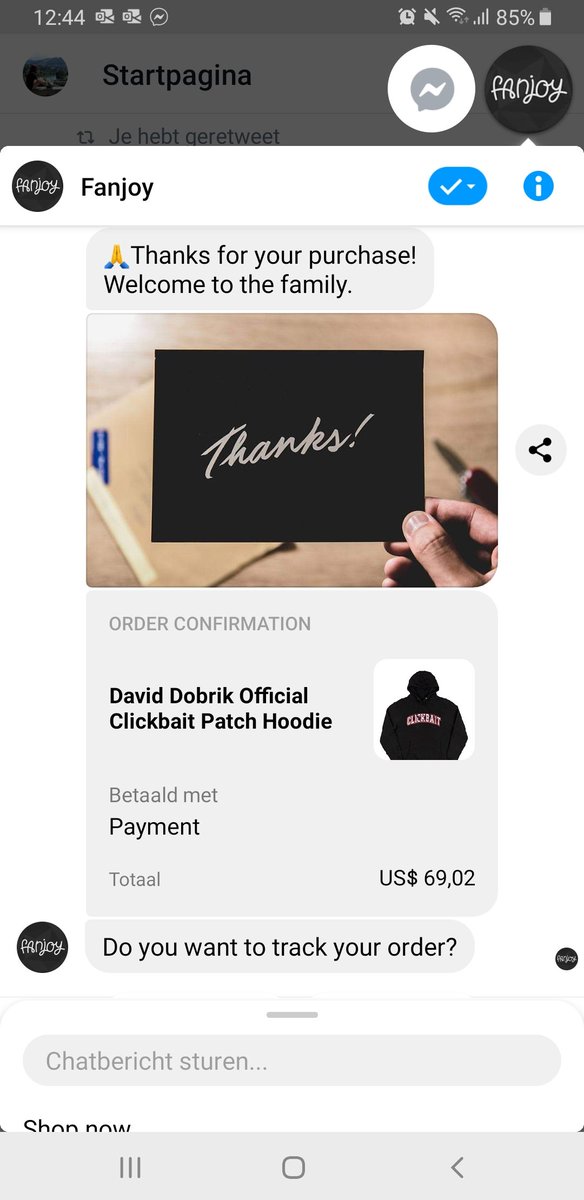 _MoonChild_8's tweet photo. I orded the clickbait hoddie 😍😍 
So exited 😊

@DavidDobrik @FanjoyCo 
#clickbait #DavidDobrik https://t.co/vwUshP7LhE